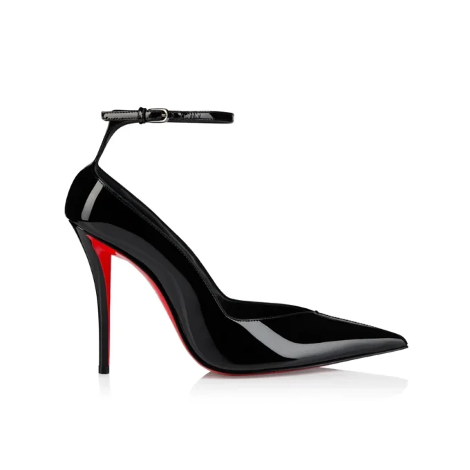 Erozee – Zapatos de tacón con tiras de 100 mm – Piel de becerro charol – Negro – Mujer