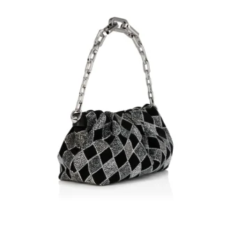 Eva Small – Bolso de hombro – Veau Velours y strass en forma de diamante – Negro