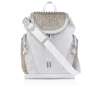 Explorafunk – Mochila – Piel de becerro, purpurina y gamuza – Blanco