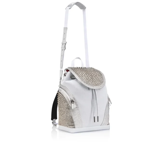 Explorafunk – Mochila – Piel de becerro, purpurina y gamuza – Blanco Explorafunk – Mochila – Piel de becerro, purpurina y gamuza – Blanco