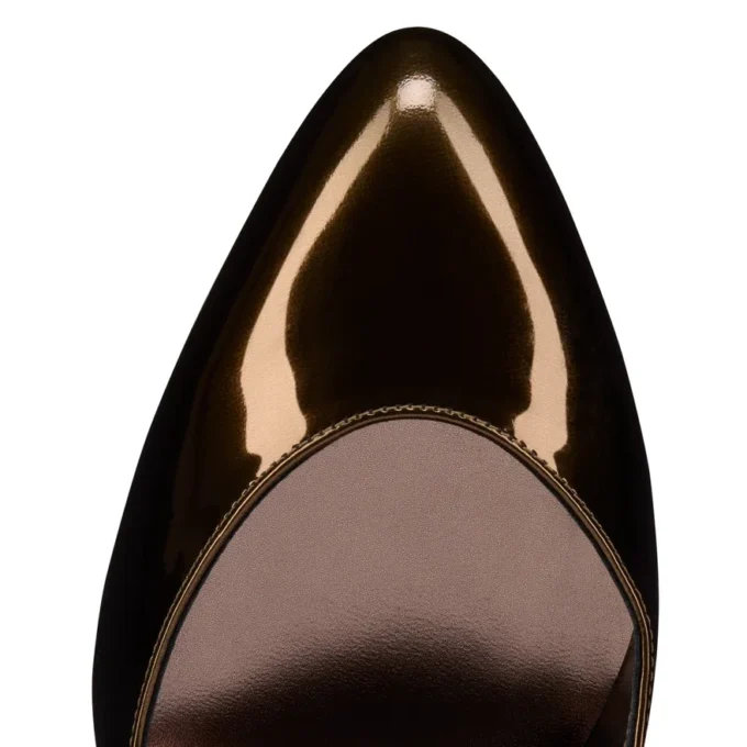 Fannylove – Zapatos de tacón de 100 mm – Piel de becerro laminada – Bronzo – Mujer Fannylove – Zapatos de tacón de 100 mm – Piel de becerro laminada – Bronzo – Mujer
