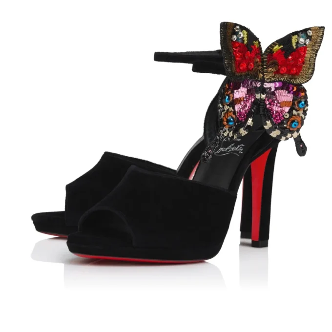 Farfa Luna – Sandalias de tiras de 120 mm – Terciopelo – Negro – Mujer Farfa Luna – Sandalias de tiras de 120 mm – Terciopelo – Negro – Mujer