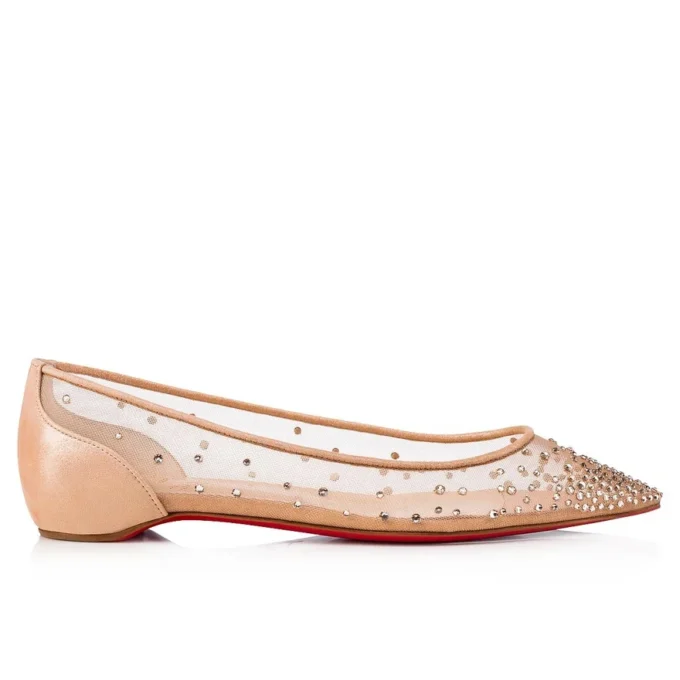 Follies Strass – Bailarinas – Malla, piel de becerro de gamuza y strass – Seda ligera – Mujer