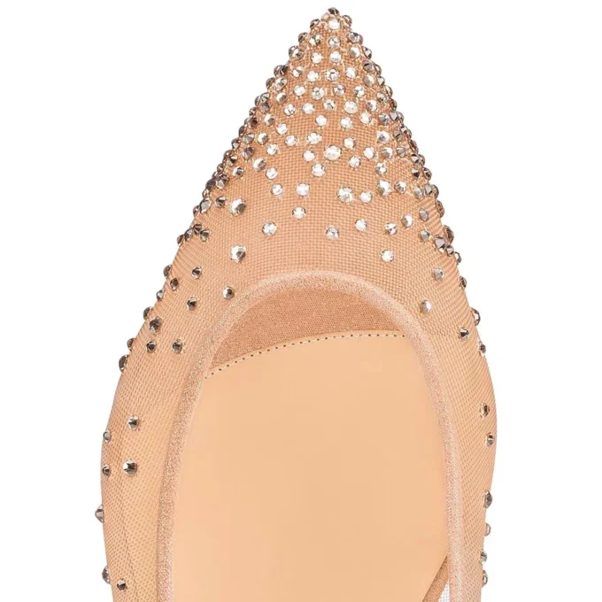 Follies Strass – Bailarinas – Malla, piel de becerro de gamuza y strass – Seda ligera – Mujer
