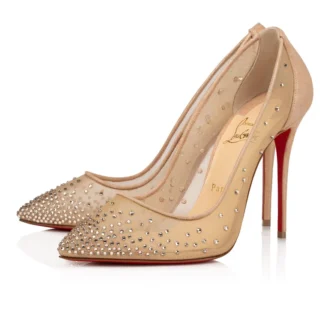 Follies Strass – Zapatos de tacón de 100 mm – Malla, ante de becerro y strass – Seda clara – Mujer Follies Strass – Zapatos de tacón de 100 mm – Malla, ante de becerro y strass – Seda clara – Mujer