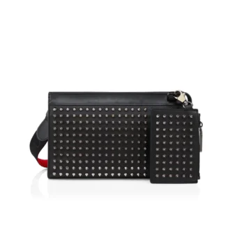 Funky – Bolso cruzado – Piel de becerro granulada y tachuelas – Negro