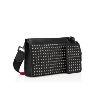 Funky – Bolso cruzado – Piel de becerro granulada y tachuelas – Negro