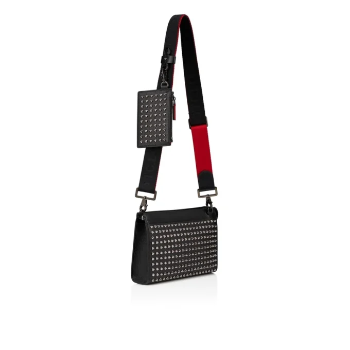 Funky – Bolso cruzado – Piel de becerro granulada y tachuelas – Negro