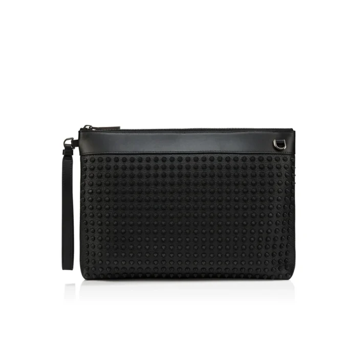 Funky – Bolso tipo riñonera – Piel de becerro granulada y tachuelas – Negro Funky – Bolso tipo riñonera – Piel de becerro granulada y tachuelas – Negro