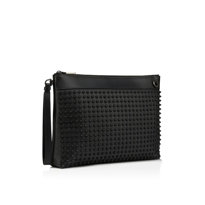 Funky – Bolso tipo riñonera – Piel de becerro granulada y tachuelas – Negro Funky – Bolso tipo riñonera – Piel de becerro granulada y tachuelas – Negro