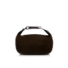 Funky – Bolso tipo riñonera – Piel de becerro invertida y tachuelas – Café