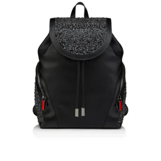 Funky – Mochila – Piel de becerro granulada, strass y tachuelas – Negro