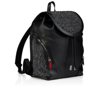 Funky – Mochila – Piel de becerro granulada, strass y tachuelas – Negro