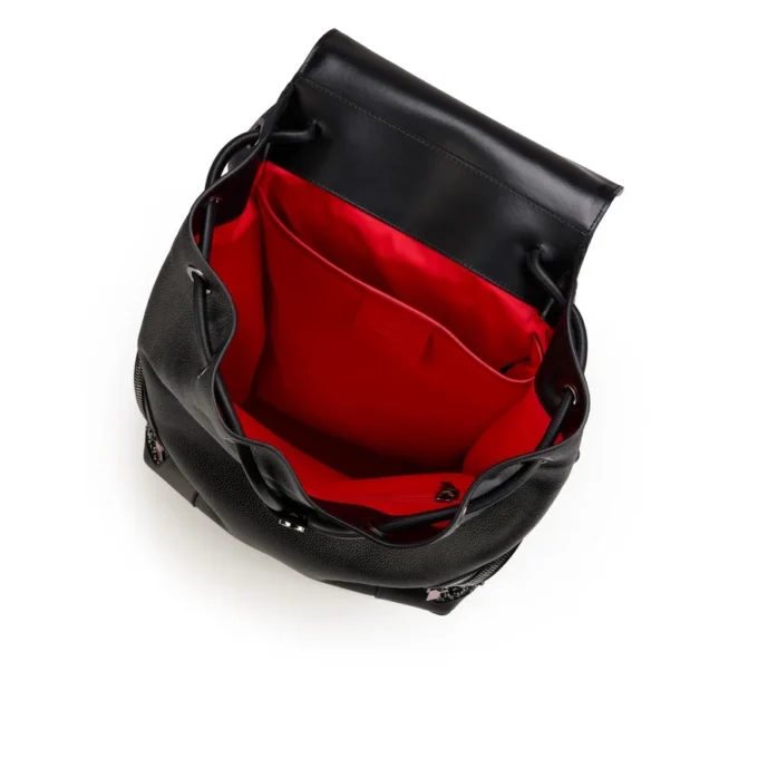 Funky – Mochila – Piel de becerro granulada, strass y tachuelas – Negro