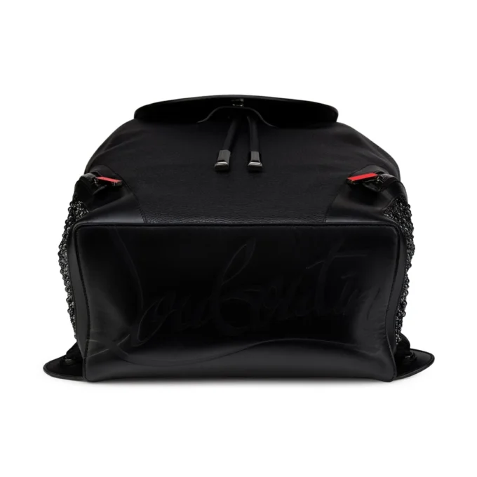 Funky – Mochila – Piel de becerro granulada, strass y tachuelas – Negro
