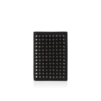 Funky – Portapasaportes – Piel de becerro granulada y tachuelas – Negro