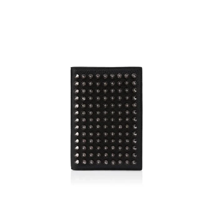 Funky – Portapasaportes – Piel de becerro granulada y tachuelas – Negro Funky – Portapasaportes – Piel de becerro granulada y tachuelas – Negro