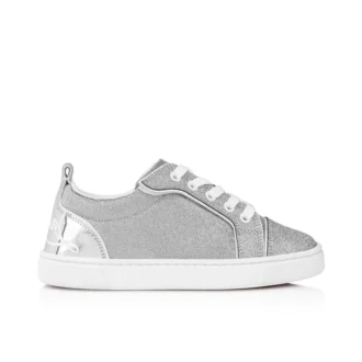 Funnyto – Zapatillas – Piel de becerro con purpurina – Plata – Niños