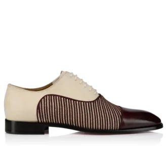 Greggory – Zapatos Oxford – Piel de becerro, tejido de sarga y piel de gamuza – Blanco y marrón – Hombre