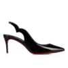 Hot Chick Sling – Zapatos de tacón con talón abierto de 70 mm – Charol de becerro – Negro – Mujer