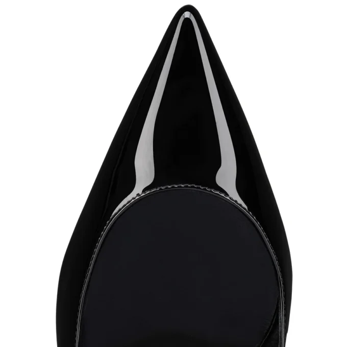 Hot Chick Sling – Zapatos de tacón con talón abierto de 70 mm – Charol de becerro – Negro – Mujer
