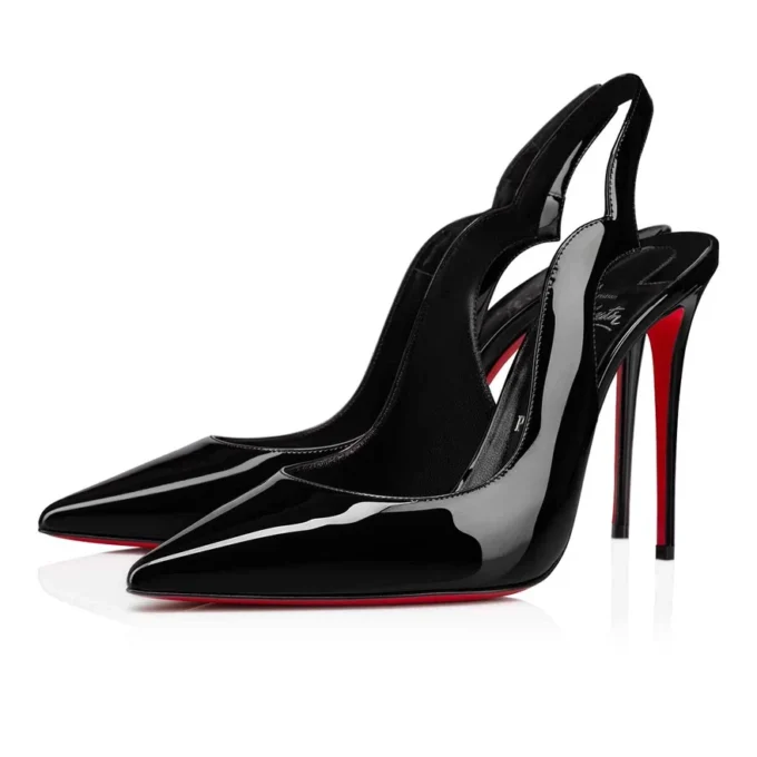 Hot Chick Sling – Zapatos de tacón con tiras traseras de 100 mm – Charol de becerro – Negro – Mujer Hot Chick Sling – Zapatos de tacón con tiras traseras de 100 mm – Charol de becerro – Negro – Mujer