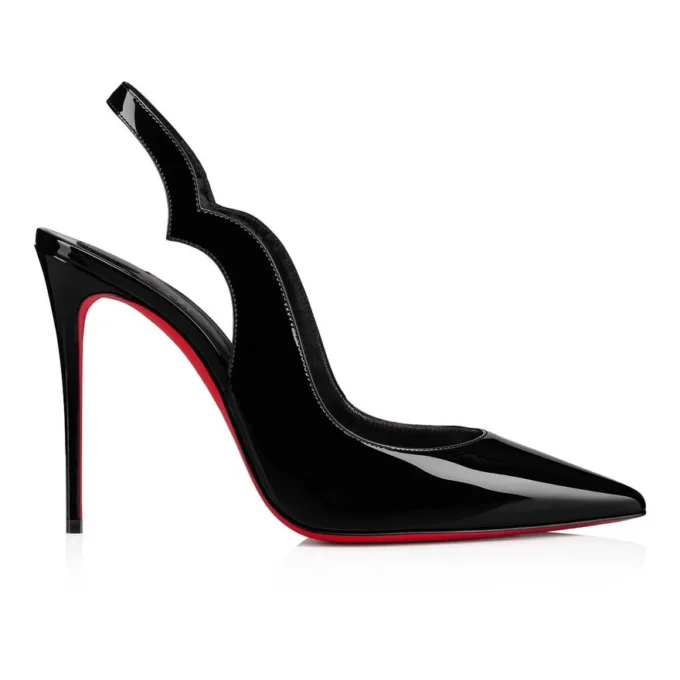 Hot Chick Sling – Zapatos de tacón con tiras traseras de 100 mm – Charol de becerro – Negro – Mujer Hot Chick Sling – Zapatos de tacón con tiras traseras de 100 mm – Charol de becerro – Negro – Mujer
