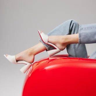 Jane Mule – Mules de 85 mm – Piel de cordero napa – Bianco – Mujer