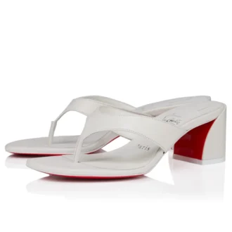 Janetonga – Chanclas de 55 mm – Piel de cordero napa – Bianco – Mujer