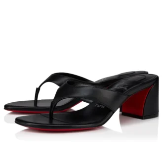 Janetonga – Chanclas de 55 mm – Piel de cordero napa – Negro – Mujer
