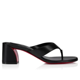 Janetonga – Chanclas de 55 mm – Piel de cordero napa – Negro – Mujer