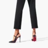 Jenlove – Zapatos de tacón con tiras de 100 mm – Piel de cabrito – Negro – Mujer