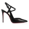 Jenlove – Zapatos de tacón con tiras de 100 mm – Piel de cabrito – Negro – Mujer