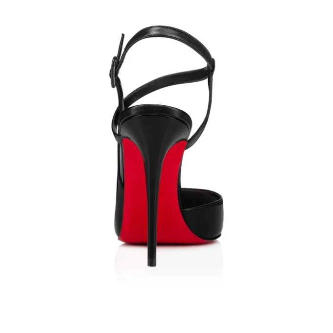 Jenlove – Zapatos de tacón con tiras de 100 mm – Piel de cabrito – Negro – Mujer