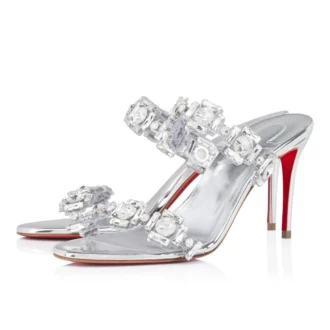 Just Jewel – Sandalias de 85 mm – TPU y piel de becerro laminada – Cristal – Mujer