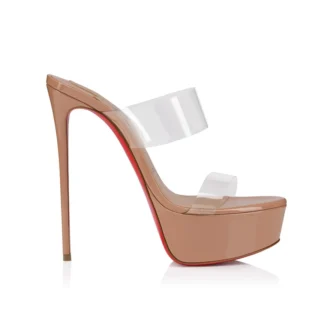 Just Nothing Alta – Mules de 150 mm – TPU y piel de becerro charol – Blush – Mujer