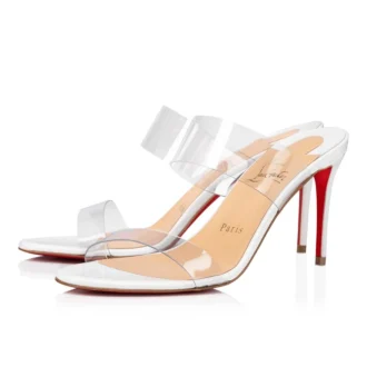 Just Nothing – Mules de 84 mm – Piel de becerro charol y PVC – Blanco
