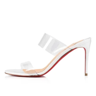 Just Nothing – Mules de 84 mm – Piel de becerro charol y PVC – Blanco