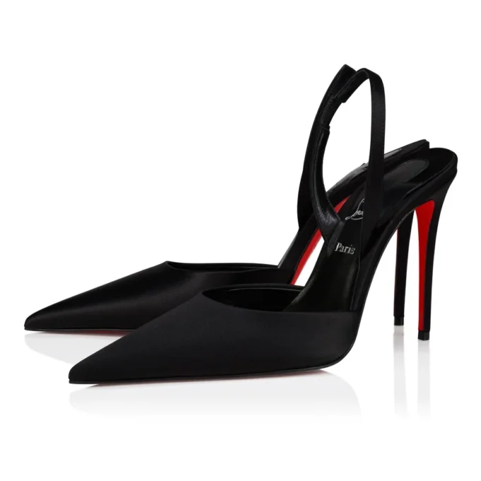 Kate Max O Sling – Zapatos de tacón con talón abierto de 100 mm – Satén crepé – Negro – Mujer Kate Max O Sling – Zapatos de tacón con talón abierto de 100 mm – Satén crepé – Negro – Mujer