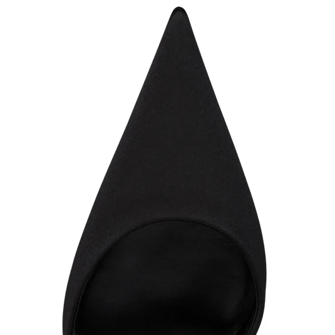 Kate Max O Sling – Zapatos de tacón con talón abierto de 100 mm – Satén crepé – Negro – Mujer Kate Max O Sling – Zapatos de tacón con talón abierto de 100 mm – Satén crepé – Negro – Mujer