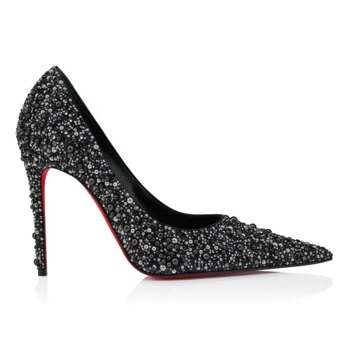 Kate Max Perla – Zapatos de tacón de 100 mm – Satén crepé, strass y perlas – Negro – Mujer Kate Max Perla – Zapatos de tacón de 100 mm – Satén crepé, strass y perlas – Negro – Mujer
