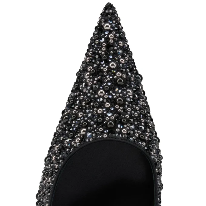 Kate Max Perla – Zapatos de tacón de 100 mm – Satén crepé, strass y perlas – Negro – Mujer Kate Max Perla – Zapatos de tacón de 100 mm – Satén crepé, strass y perlas – Negro – Mujer