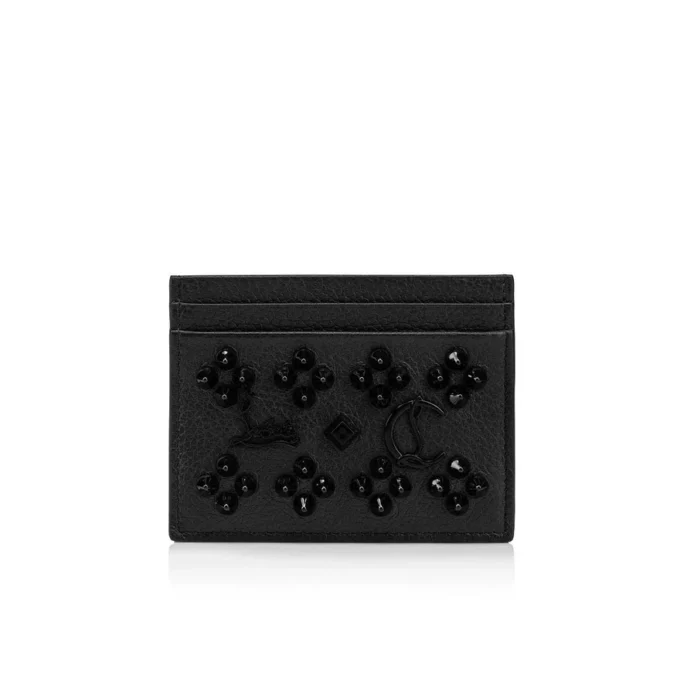 Kios – Tarjetero – Piel de becerro granulada y tachuelas Loubinthesky – Negro