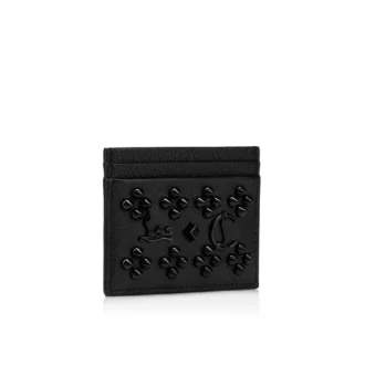 Kios – Tarjetero – Piel de becerro granulada y tachuelas Loubinthesky – Negro