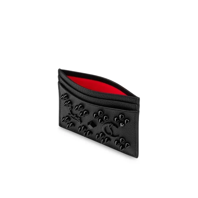 Kios – Tarjetero – Piel de becerro granulada y tachuelas Loubinthesky – Negro