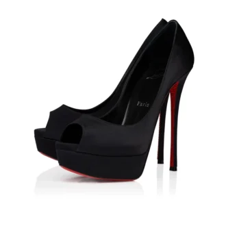Lady Peep Suola Strass – Zapatos de tacón de 150 mm – Satén crepé – Negro – Mujer