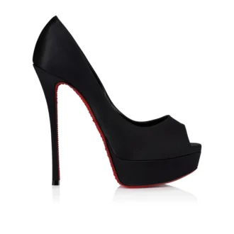 Lady Peep Suola Strass – Zapatos de tacón de 150 mm – Satén crepé – Negro – Mujer