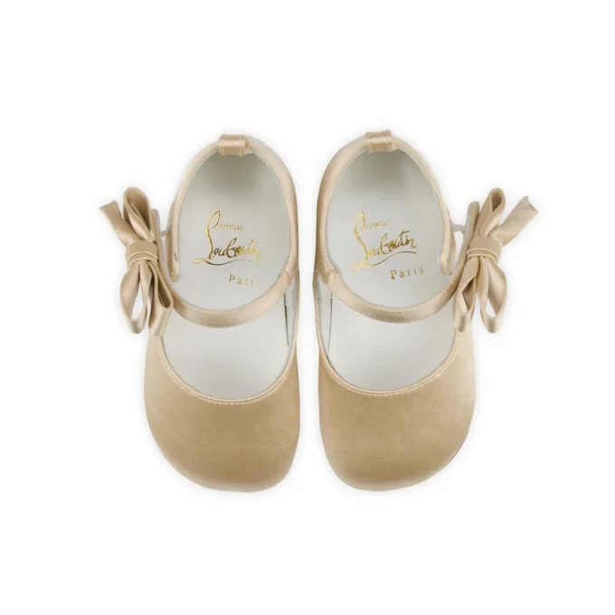 Lou Babe – Bailarinas – Satén crepé – Beige pastel – Bebé