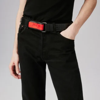 Loubi – Cinturón – Piel de becerro y tachuelas – Negro