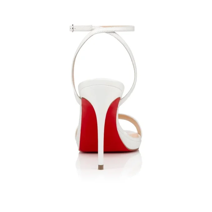 Loubi Queen – Sandalias de tiras de 100 mm – Piel napa – Bianco – Mujer